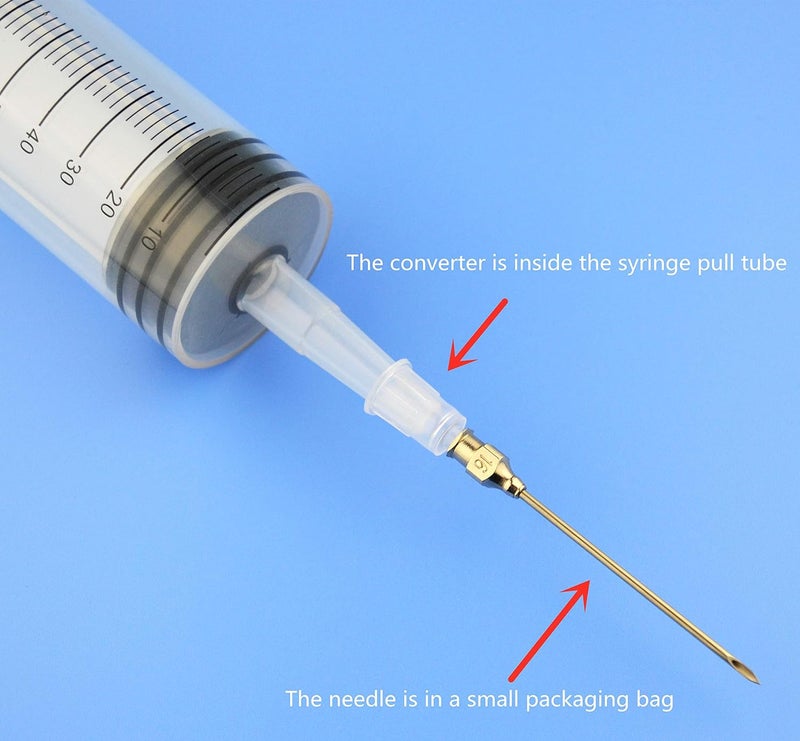SHAOTONG 2Pcs-100ml Syringe, 100cc Kitchen Glue Dispenser, Large Volume Plastic Syringe With Needle for Dispensing (100ml-B) - Image 4